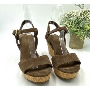 UGG Australia D'ALESSIO Platform Cork 3” Wedge Sandals US 8 Slingback Buckle‎